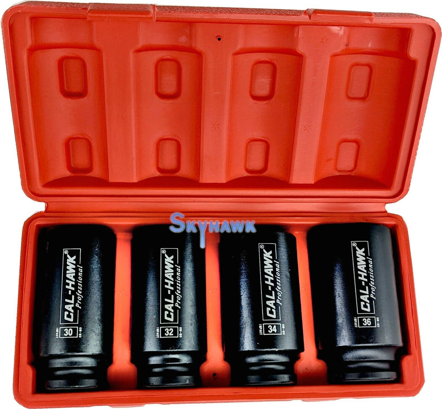 Cal Hawk Tools BSSAN4P 4 Piece 1/2" Drive Deep Spindle Axle Nut Socket Set - skyhawktools