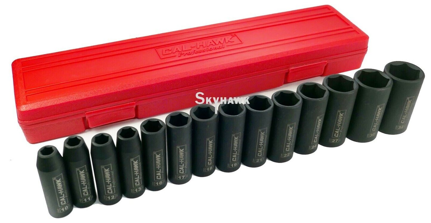 1/2 Inch Drive Deep Impact Socket Set (14-Piece - Metric) - skyhawktools