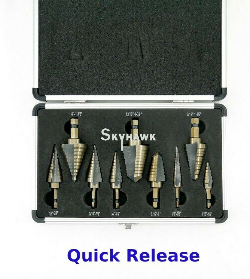 9-PC HSS Cobalt-Coated Quick-Release Step Drill Set