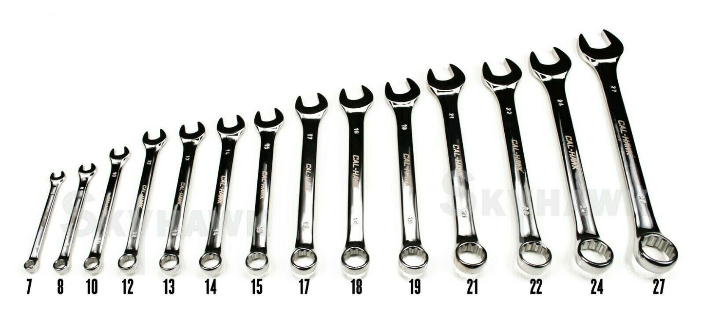 14PC. Combination Wrench 12-Point Offset Ends Set (METRIC) 7-27mm Black Nickel