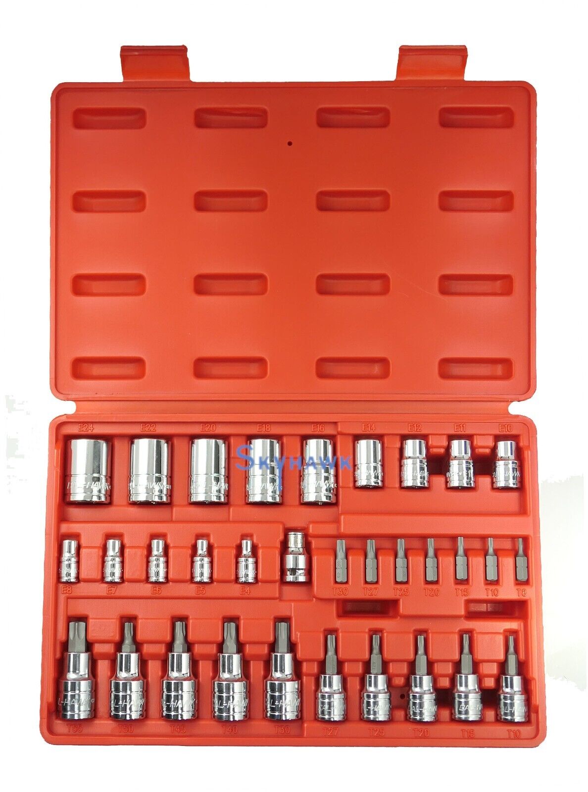 1/4 Inch / 3/8 Inch / 1/2 Inch Star Bit / External Star Socket Set (32-Piece)