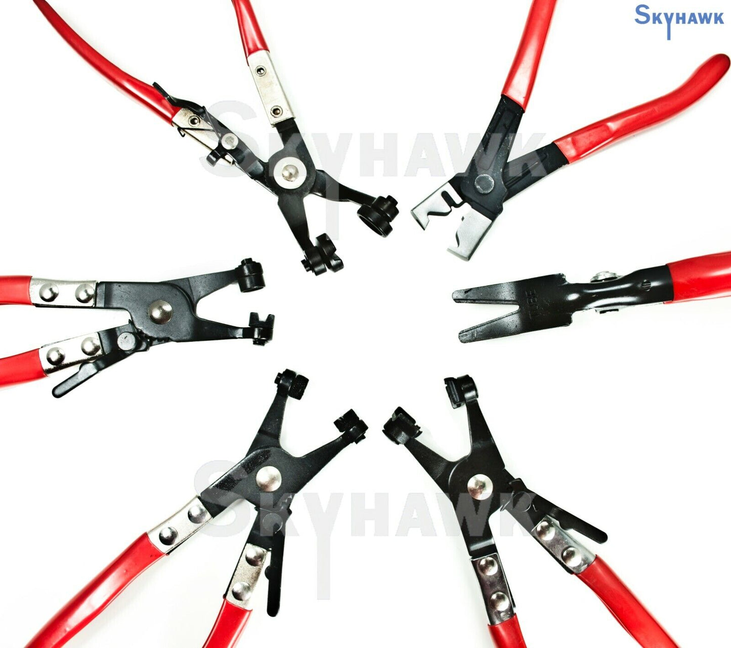 9 PC MECHANIC'S HOSE CLAMP RING PLIERS TOOL SET FLEXIBLE CABLE SWIVEL JAW CLAMP