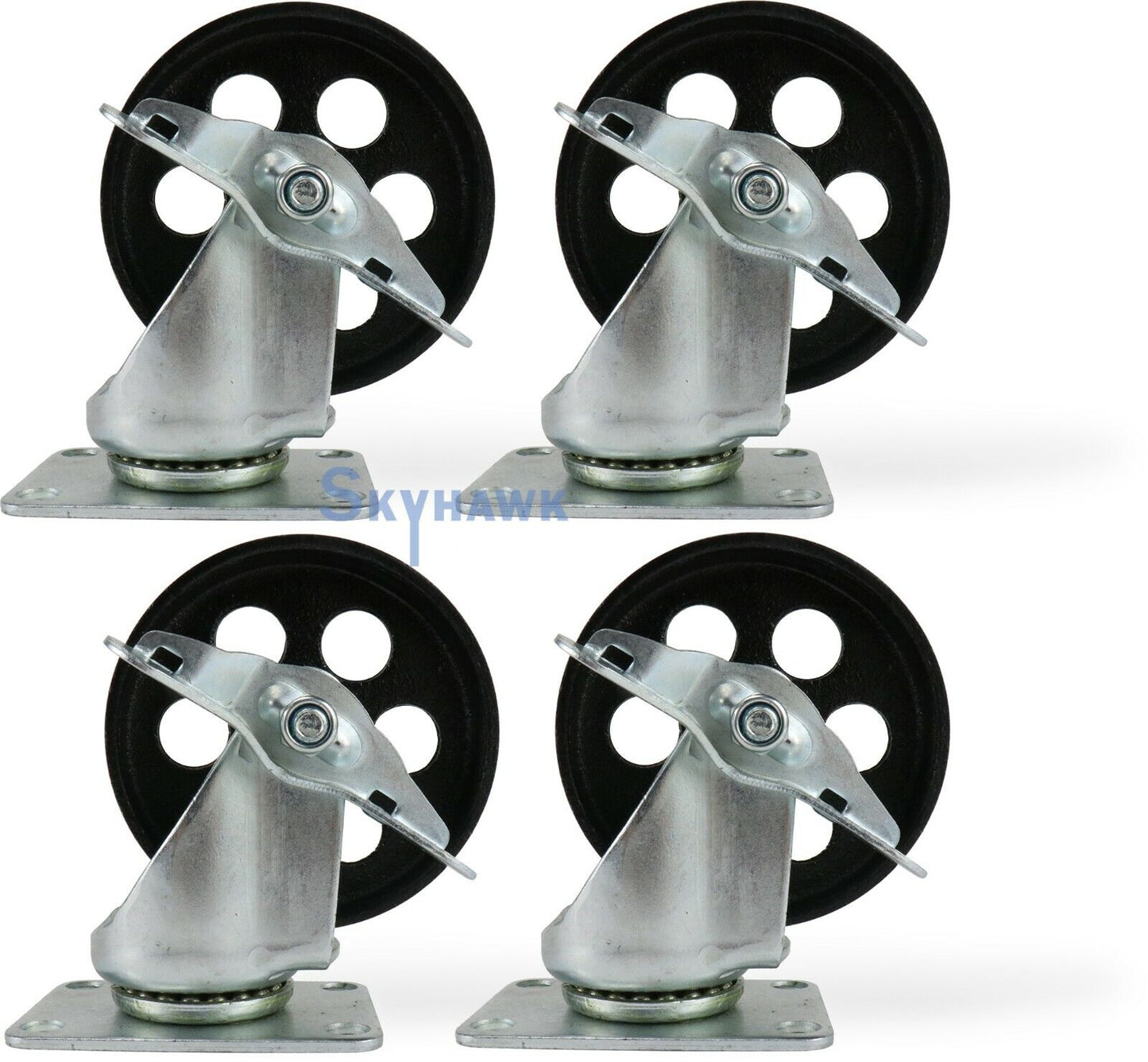 4-Pc. 4" 350-lb Capacity All-Steel Wide Locking Wheel Swivel Top Plate Casters