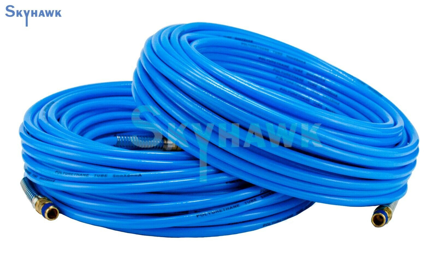 2 - 100 FT X 1/4" NPT Fitting Air Compressor PU Hose Roofing Framing Carpentry