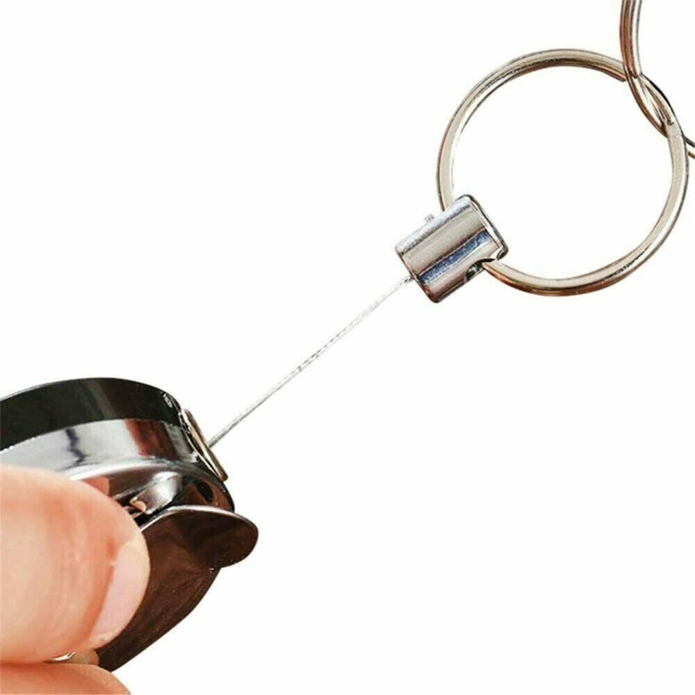 2Pc 4ft Retractable Steel Wire Belt Key Ring