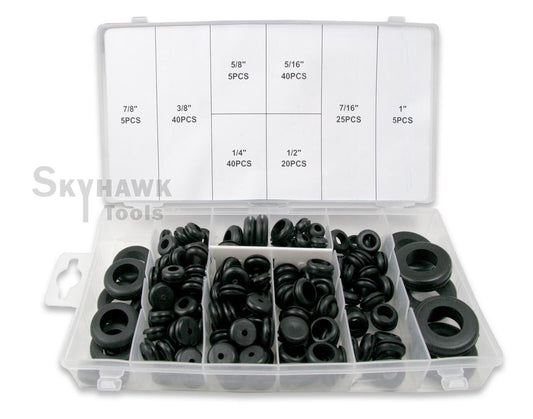 180 pc Rubber Grommet Assortment Set Firewall Wiring Electrical Wire Gasket Kit - skyhawktools