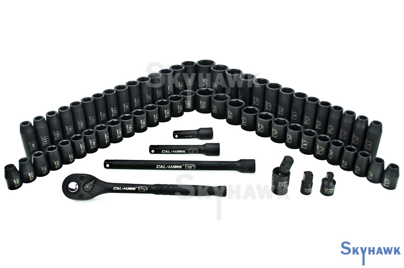 1/2 Inch Drive Deep / Standard Impact Socket Set (65-Piece - SAE / Metric) - skyhawktools