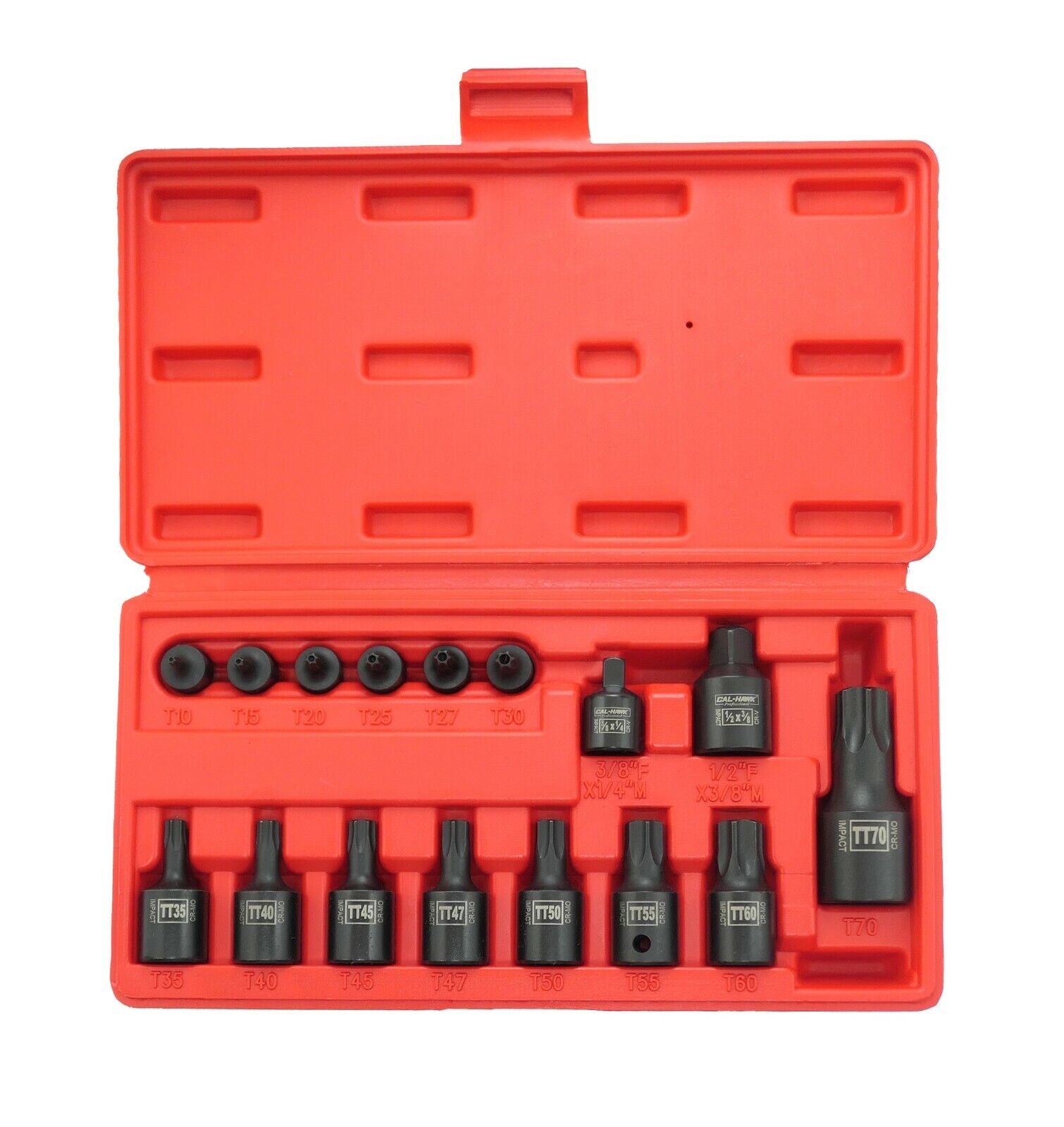 1/4 Inch / 3/8 Inch / 1/2 Inch Drive Tamper-Resistant Star Bit Impact Socket Set (16-Piece) - skyhawktools