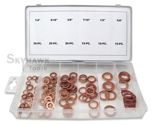 New 110pc Copper Flat Washer Ring Assortment Oil Brake Clutch Line Conductivity - skyhawktools