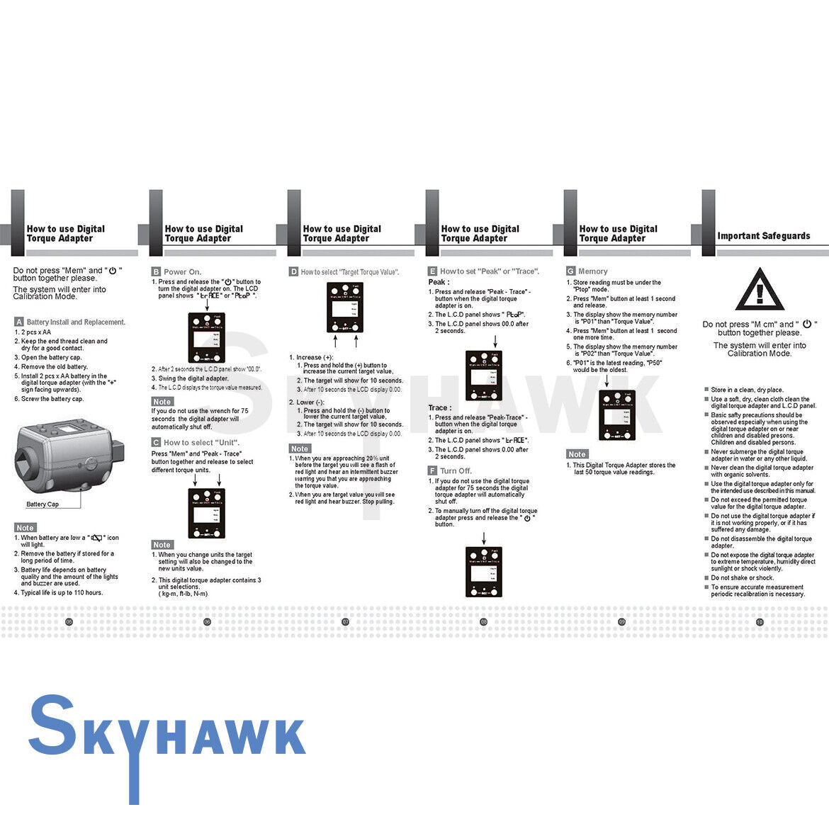 3/4" DR Digital Torque Hand Tools, Wrench and Wrench Sets Adaptor Micro meter FT/LB LED 738 f/lb Microtorque - skyhawktools