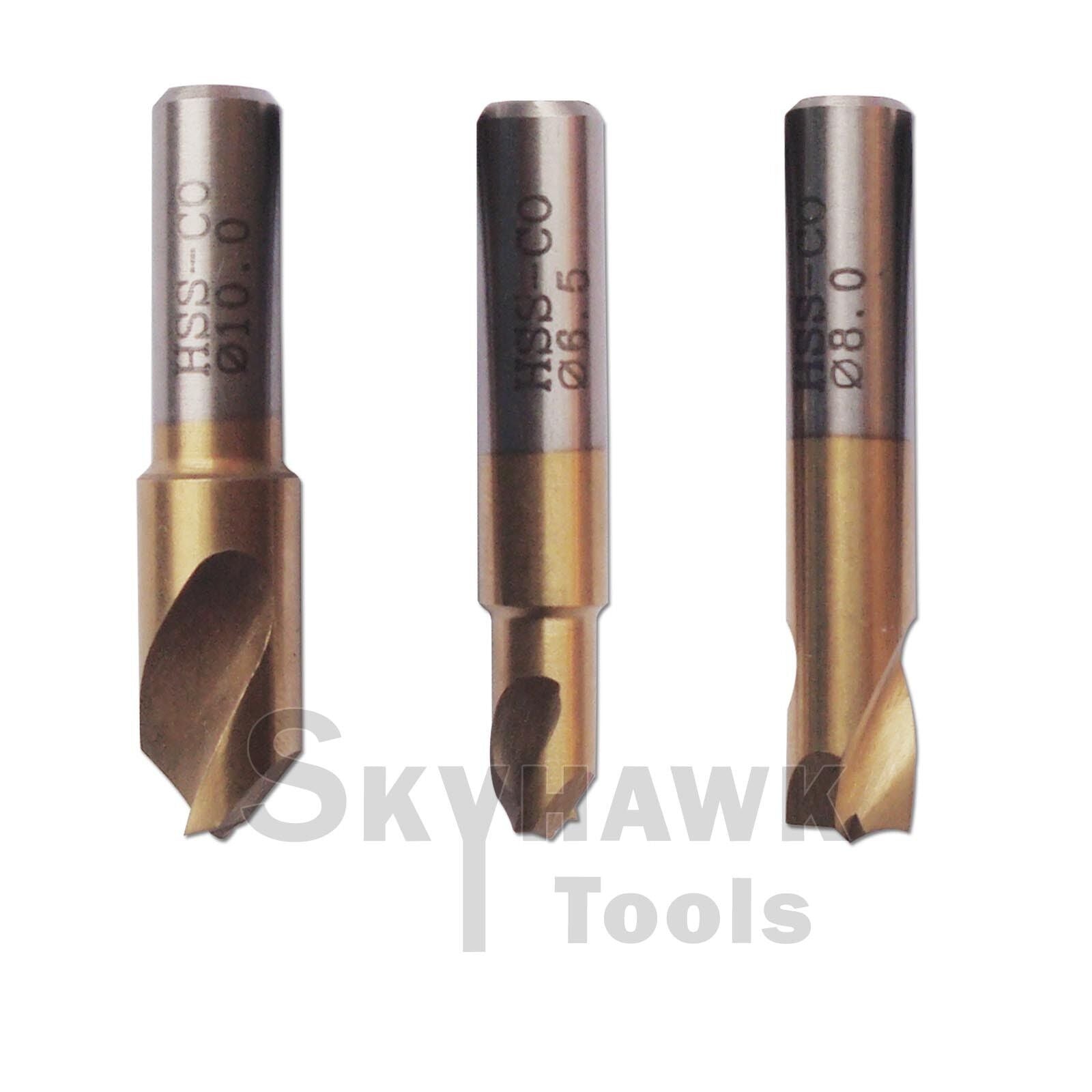 3-pc. HS Cobalt Spot Weld Drill Bit Cutter Bit Flat Shaft Titanium Coated Bits - skyhawktools