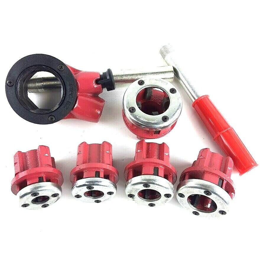 Ratchet Pipe Threader Set w/5 Stock Die Sizes(1/4"-1") And 2PC PTFE Seals tapes