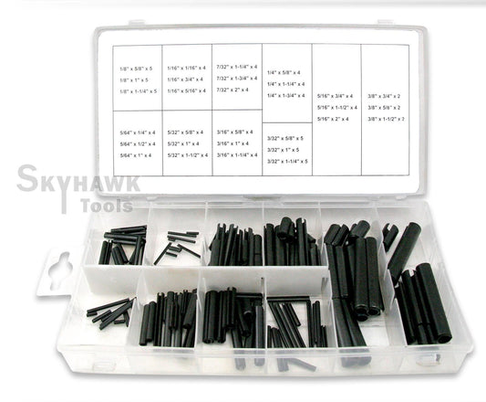 New 120-Pc. Steel Split Spring Dowel Tension Roll Pin Assortment Fasteners Snap - skyhawktools