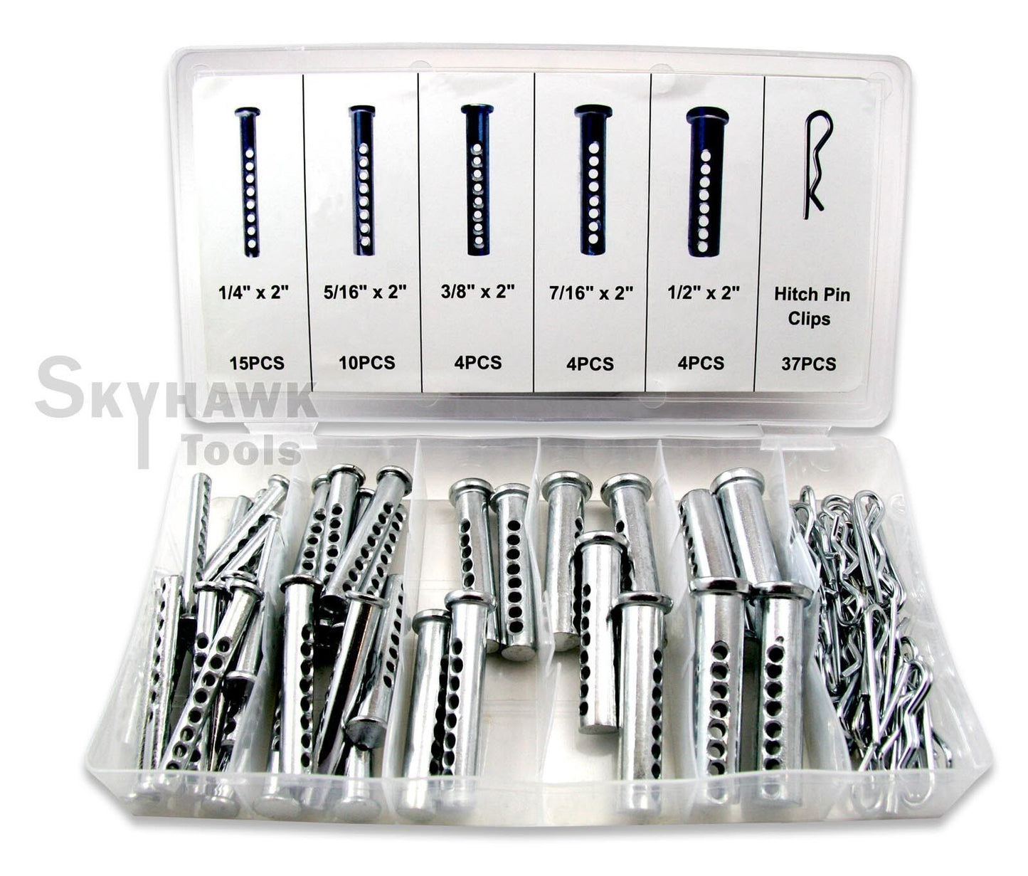 74-pc. Universal Clevis Pin Assortment with Cotter Pin with Case - skyhawktools