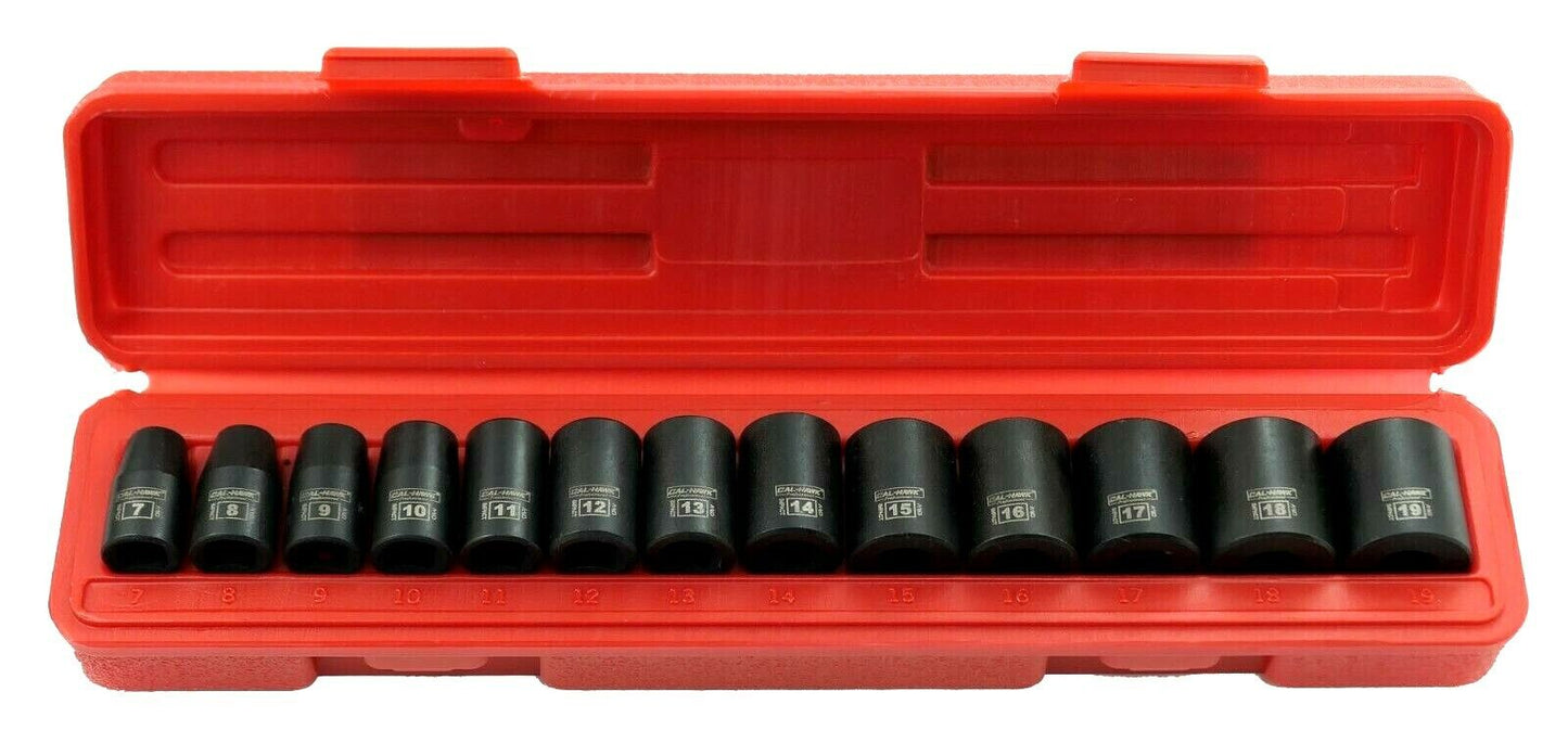 25pc 3/8" Dr. 6 POINT Metric SAE Standard Impact Socket Chrome Vanadium CRV Set