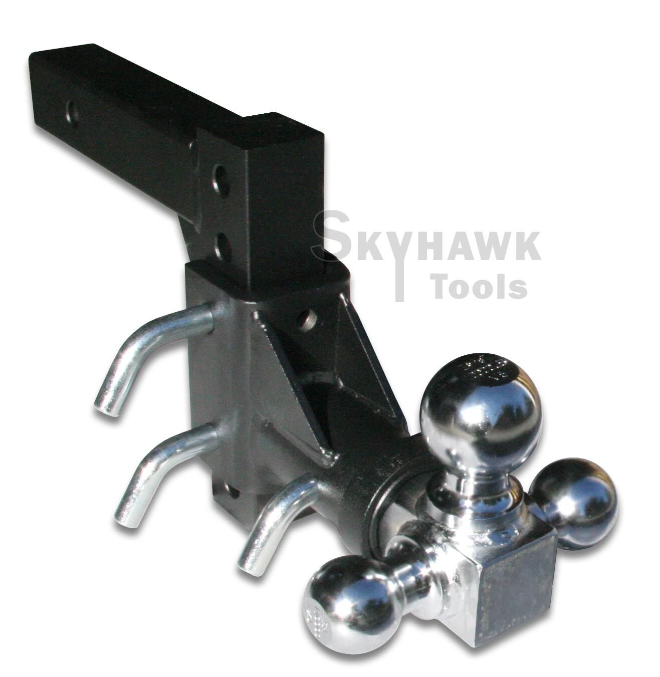 3-BALL Tri Swivel Adjustable Drop Turn Trailer Tow Hitch Mount for 2" Receiver