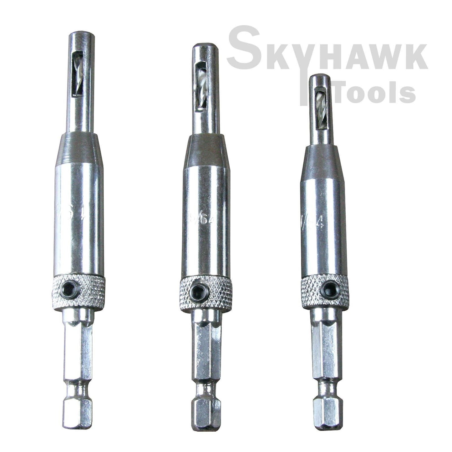 3pc Quick-Release SELF-CENTERING DRILL BIT SET 7/64 9/64 11/64" Cabinets/Doors - skyhawktools