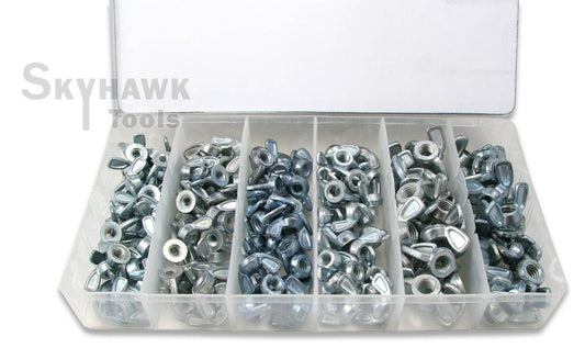 150-pc. Wing Nut Assortment GALVANIZED DIE CAST ALLOY STEEL 6 Assort Sizes - skyhawktools