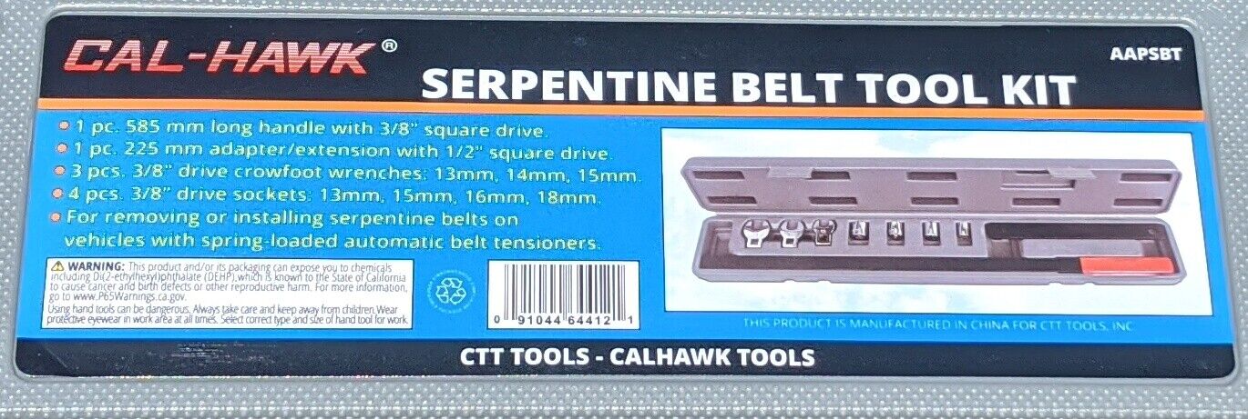 9pc 3/8" 1/2" Dr Serpentine Belt Tool Kit Crowfoot Socket Wrench Tension Breaker