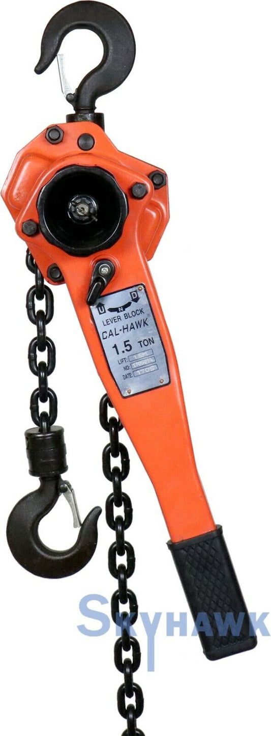 1.5 Ton Lever Block Hoist Safety Latch Hooks Come Along Ratchet Chain Hoist - skyhawktools