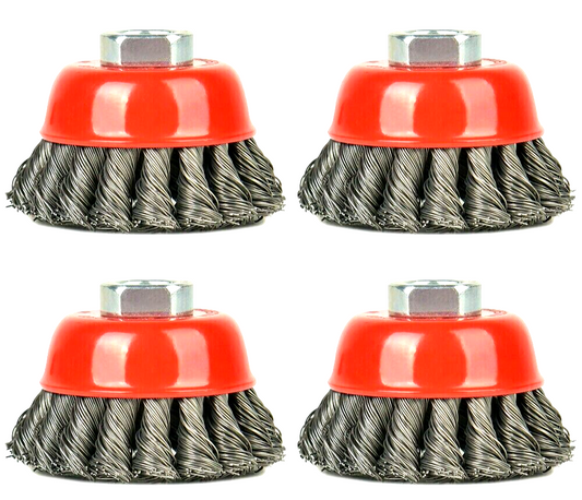 4 PC 3ö Knot Type Fine Wire Cup Brush Wheel 5/8" Arbor FITS 4-1/2" Angle Grinder