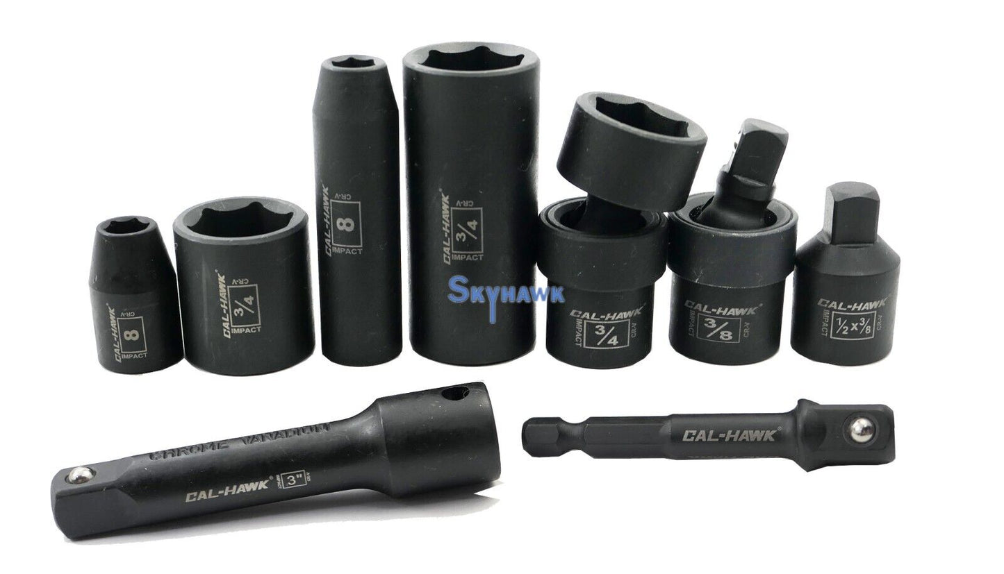 3/8 Inch Drive Deep / Standard Impact Socket Set (80-Piece - SAE / Metric) - skyhawktools