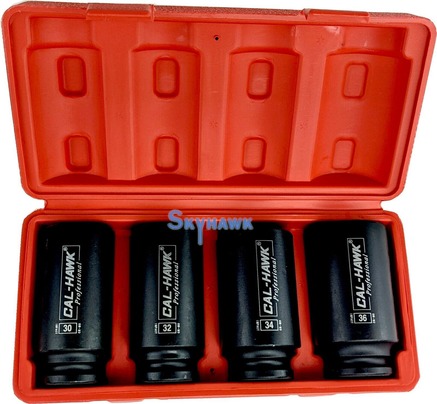 Cal Hawk Tools BSSAN4P 4 Piece 1/2" Drive Deep Spindle Axle Nut Socket Set - skyhawktools