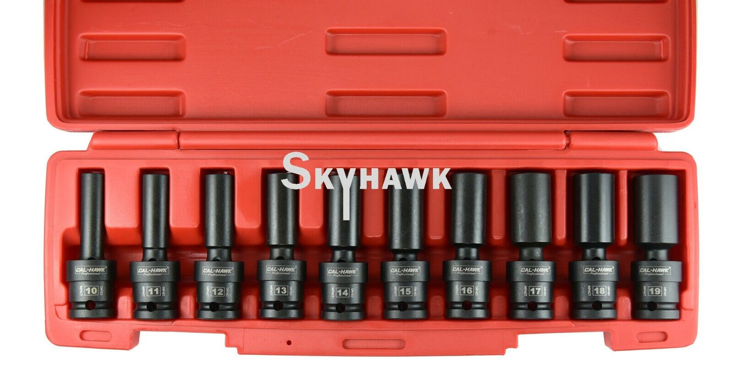 1/2 Inch Drive Universal Deep Impact Socket Set (10-Piece - Metric)