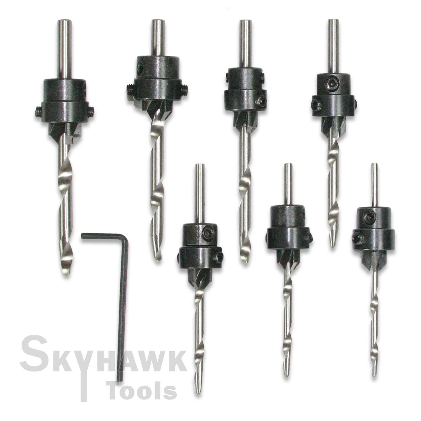 7 PC Tampered and Hardened Countersink Drill Bit Set Woodworking Tools - skyhawktools