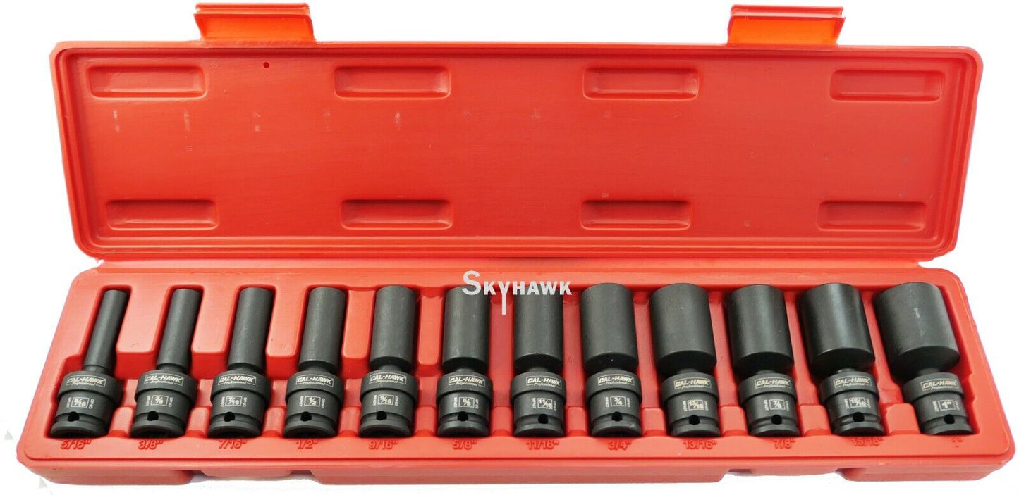 3/8 Inch Drive Universal Deep Impact Socket Set (12-Piece - SAE)