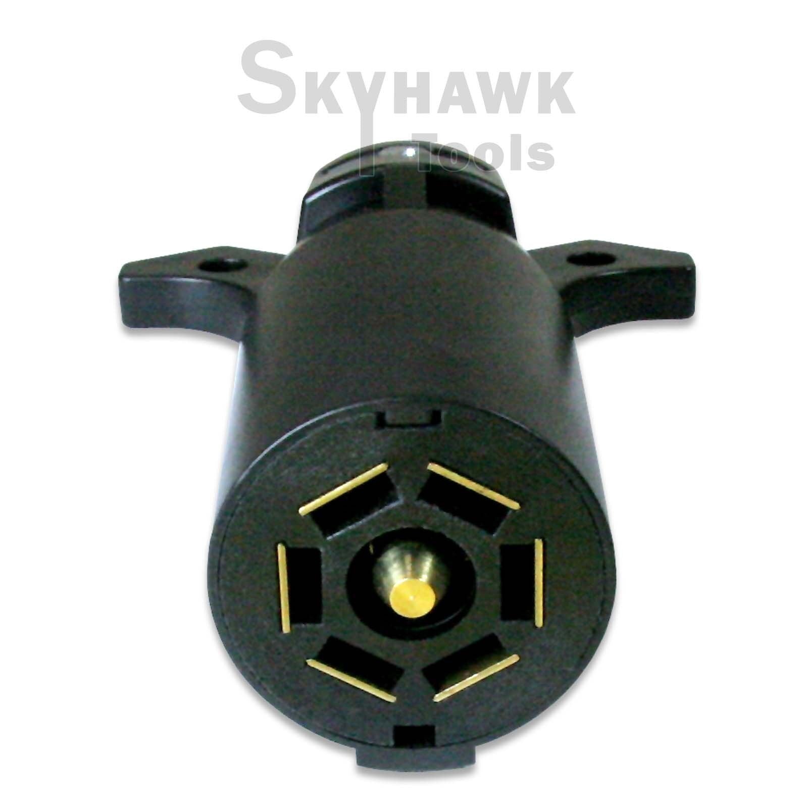 7 Poles ROUND TRAILER CONNECTOR MALE AND FEMALE RV  LIGHT PLUG CONNECTOR 7 Way - skyhawktools