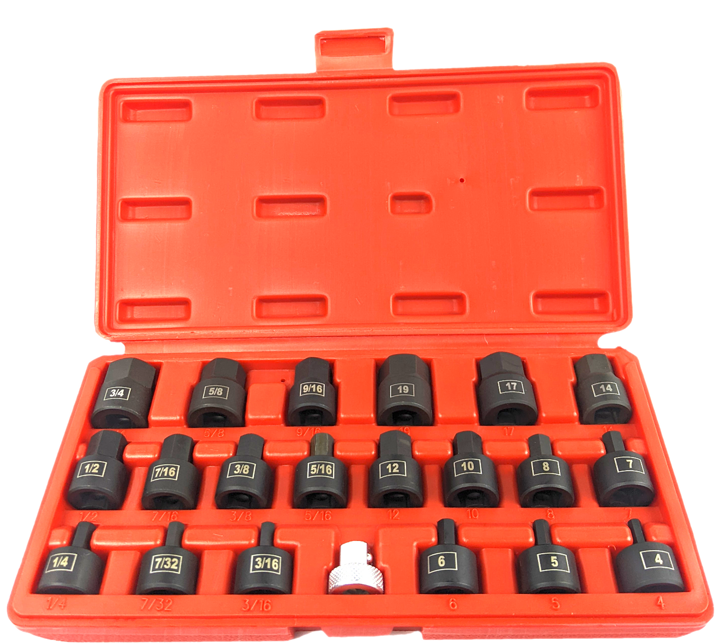 3/8" Inch Drive Low-Profile Hex Bit Impact Socket Set (21-Piece - SAE / Metric) - skyhawktools