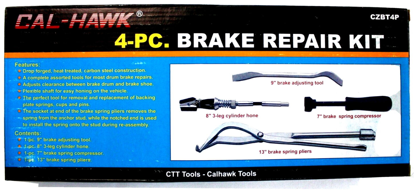 4Pc Drum Brake Automotive Repair Set  Complete Assorted Removal Replacement Kit