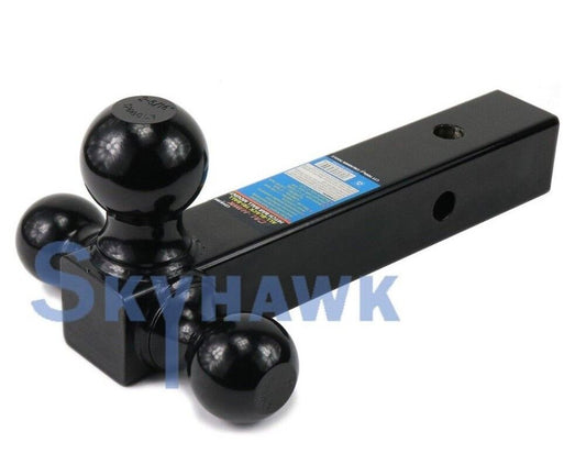 Tri-Ball Trailer Hitch Ball Mount 2" Solid Shank 1-7/8 x 2 x 2-5/16 Black Enamel