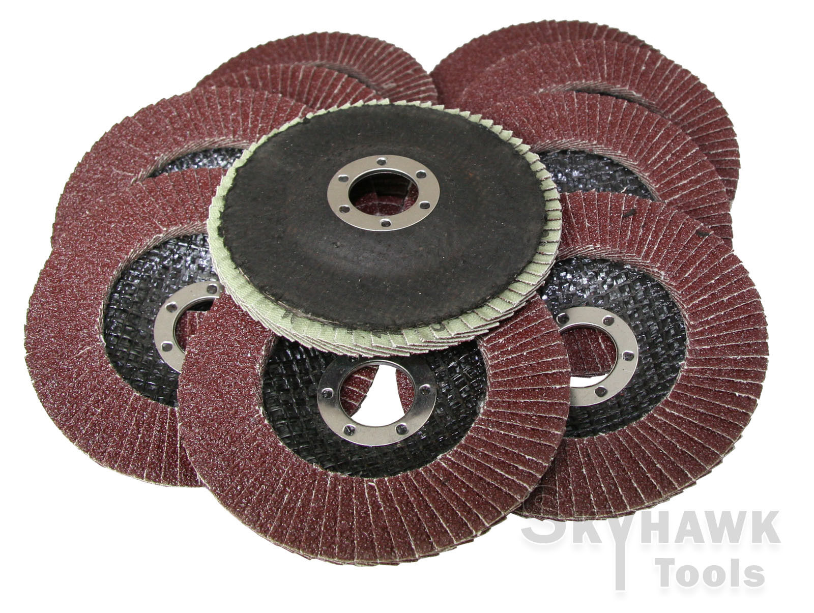 10pc 60 Grit Flap Sanding Grinding Disc 4 1/2" x 7/8" Aluminum Oxide A/O NEW - skyhawktools