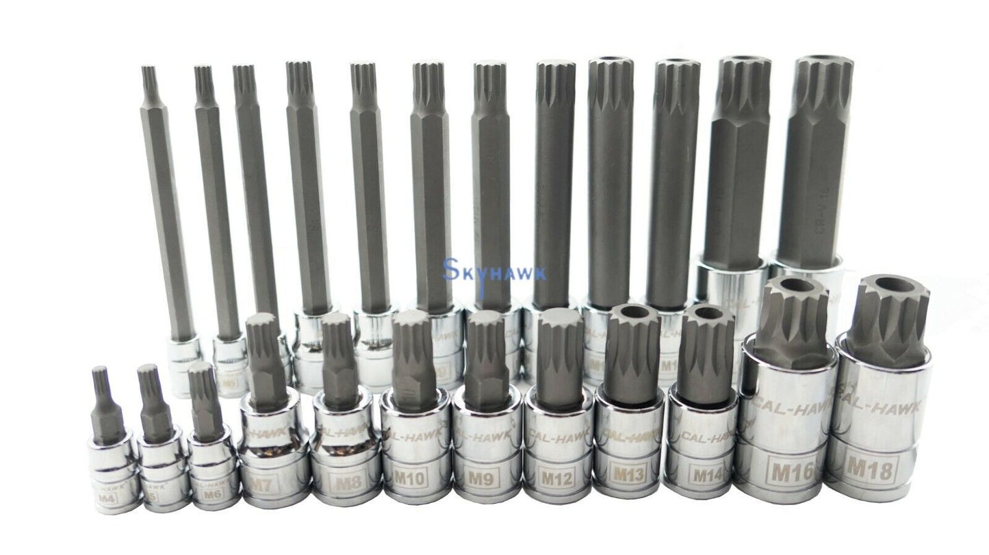 1/4 Inch / 3/8 Inch / 1/2 Inch Drive Tamper-Resistant / XZN Bit Socket Set (16-Piece)