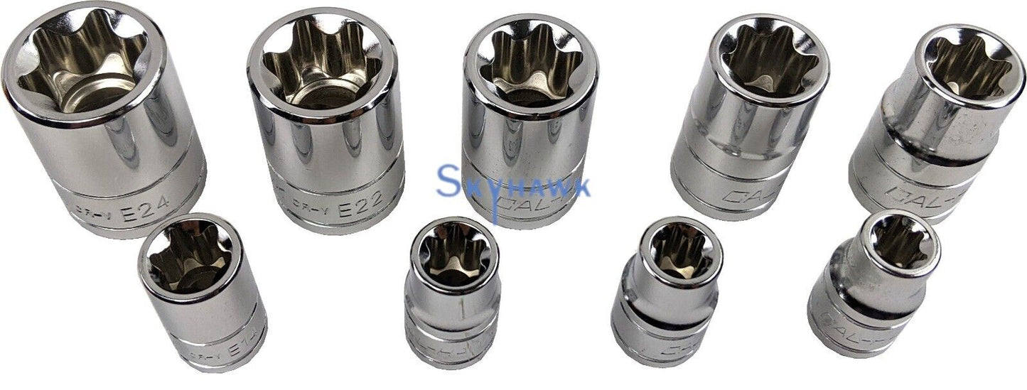 1/4 Inch / 3/8 Inch / 1/2 Inch Star Bit / External Star Socket Set (32-Piece)