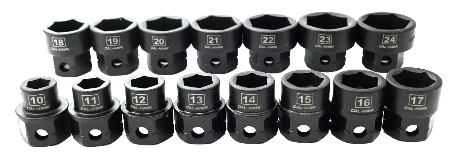 1/2 Inch Drive Low-Profile Impact Socket Set (15-Piece - Metric)