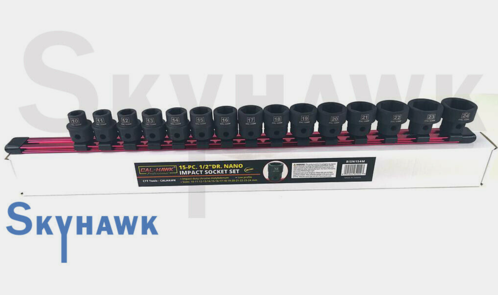 1/2 Inch Drive Low-Profile Impact Socket Set (15-Piece - Metric)