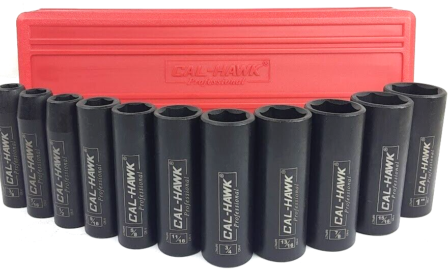 1/2 Inch Drive Deep Impact Socket Set (11-Piece - SAE) - skyhawktools