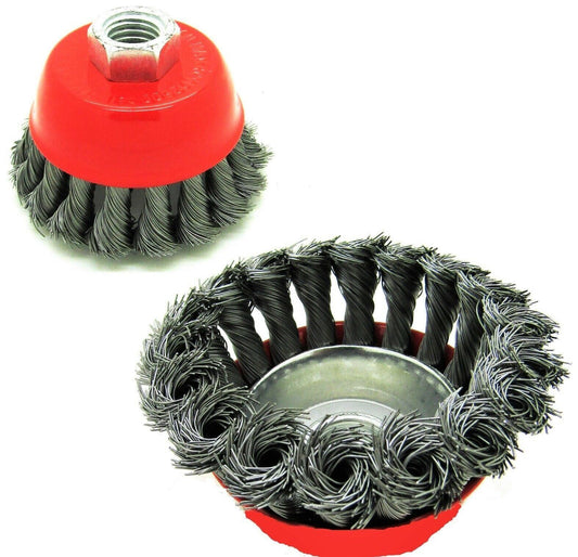 2 PC 3ö Knot Type Fine Wire Cup Brush Wheel 5/8" Arbor FITS 4-1/2" Angle Grinder