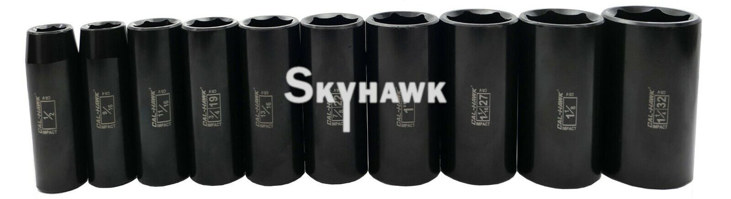 3/8 Inch / 1/2 Inch Drive Deep / Standard Impact Socket Set (38-Piece - SAE / Metric) - skyhawktools