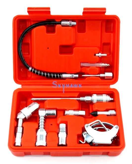 11pcs Multi Function Lubrication Grease Gun Aid Kit flexhoses couplers Air