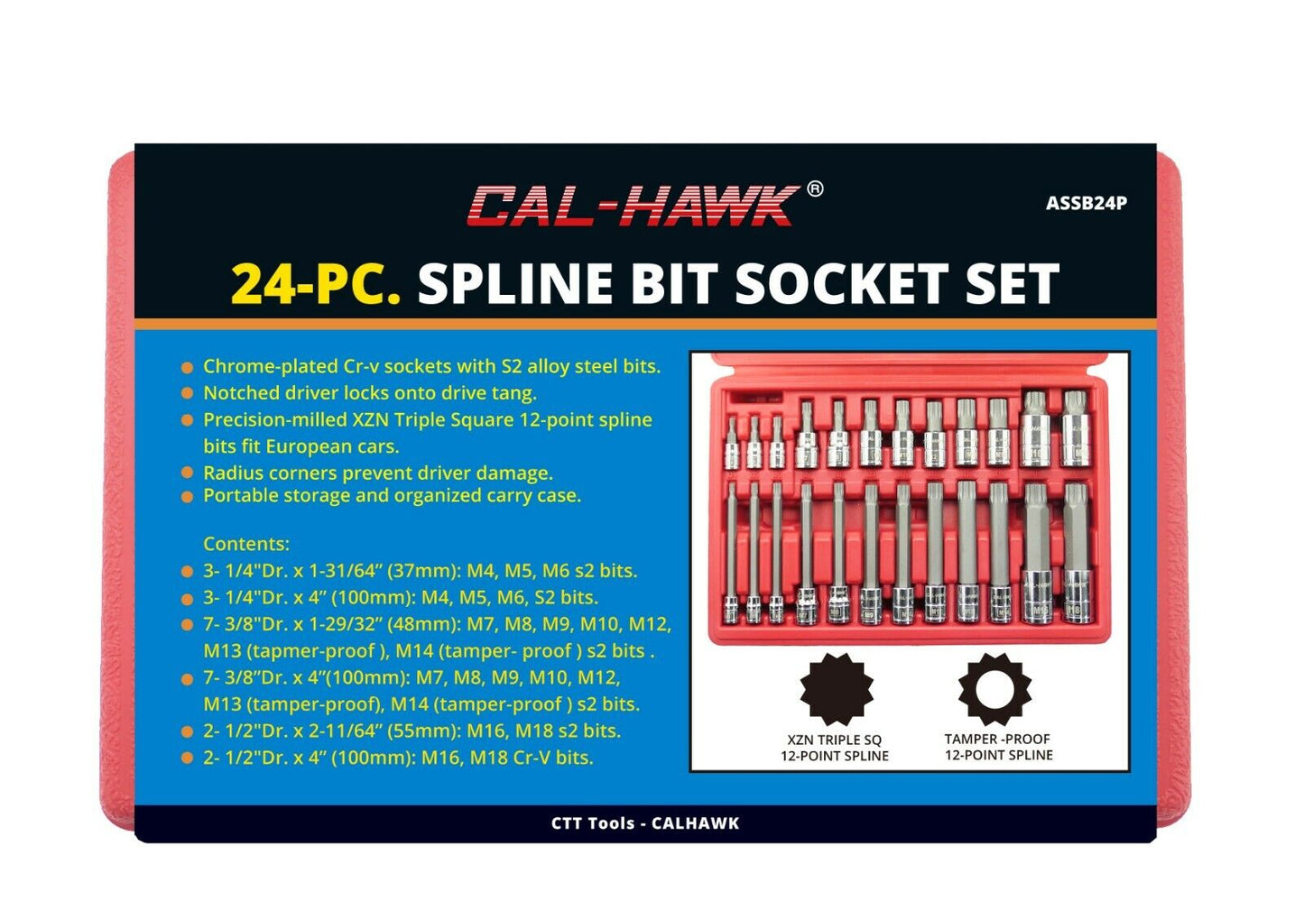 1/4 Inch / 3/8 Inch / 1/2 Inch Drive Tamper-Resistant / XZN Bit Socket Set (16-Piece)