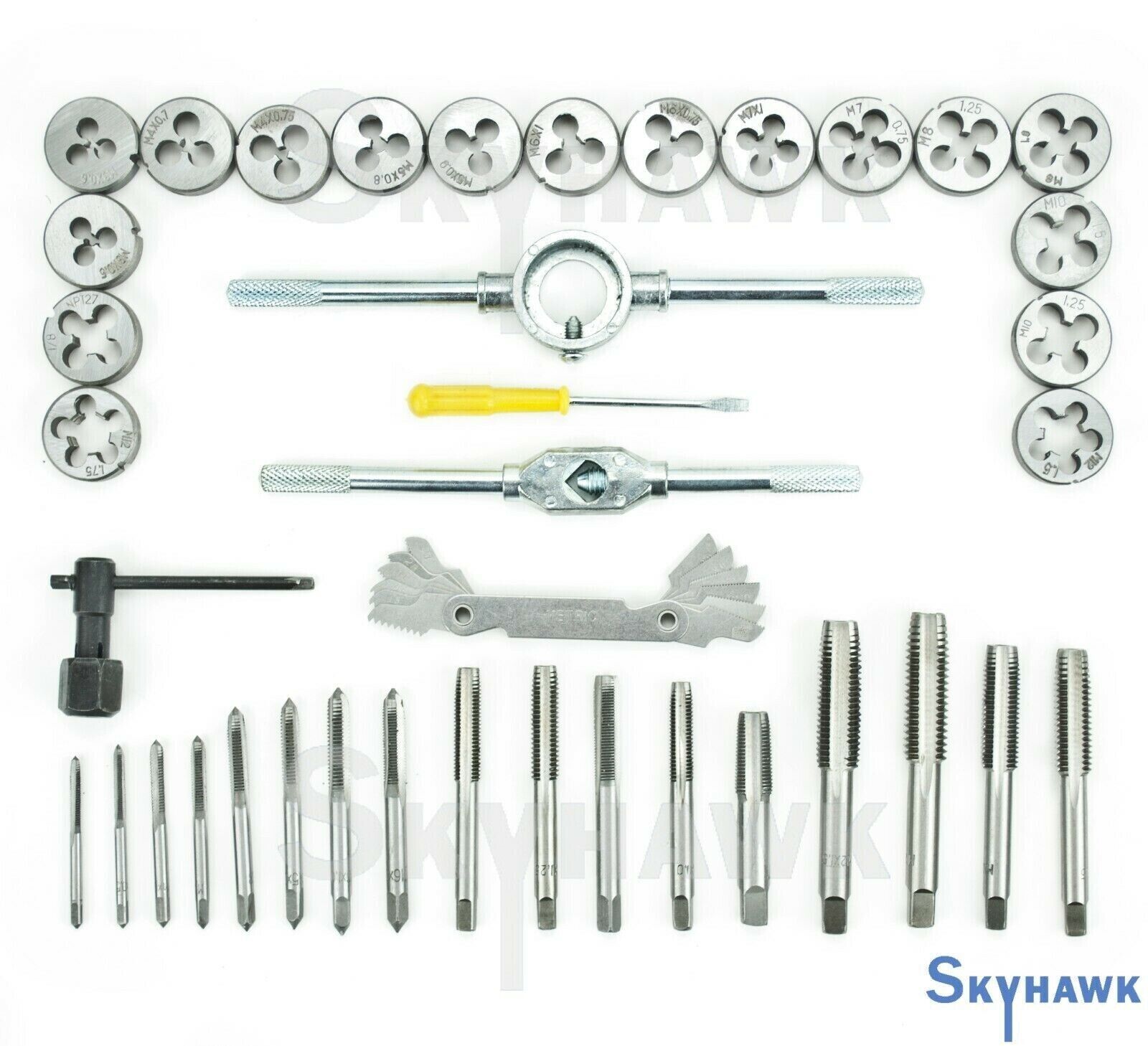 80 PC SAE and Metric Tap & Die Set Bolt Screw Extractor/Puller Kit Removal - skyhawktools