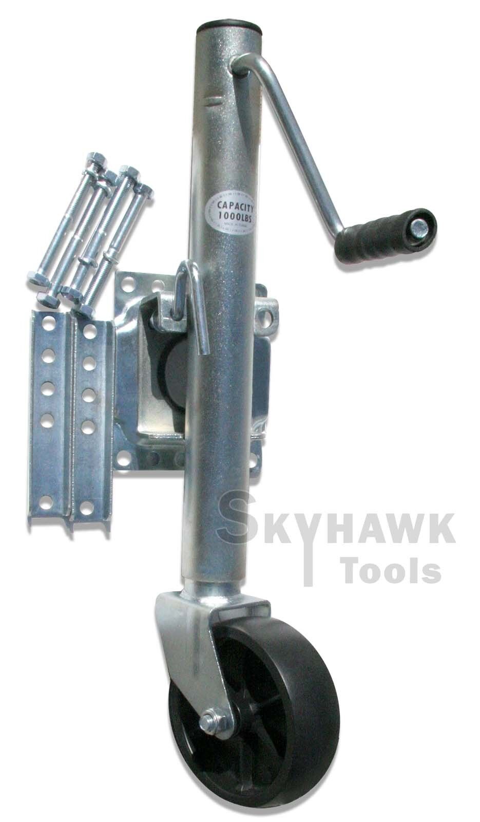 1000lb Wheeled Side-wind Bolt-thru SWIVEL SIDE-MOUNT TRAILER JACK for RVs/Boats - skyhawktools