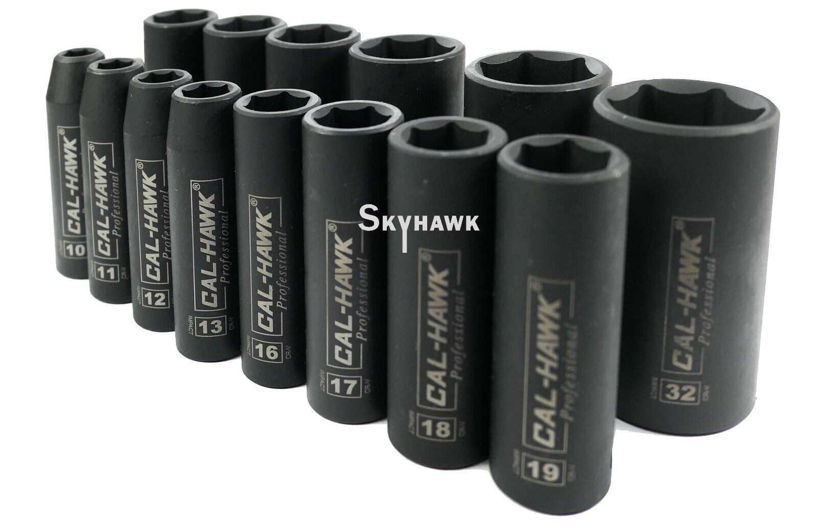 1/2 Inch Drive Deep Impact Socket Set (14-Piece - Metric) - skyhawktools