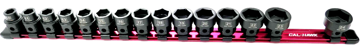 1/2 Inch Drive Low-Profile Impact Socket Set (15-Piece - Metric)