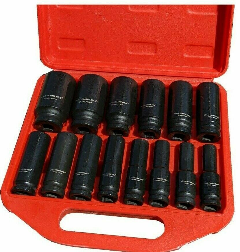 1/2 Inch Drive Deep Impact Socket Set (14-Piece - SAE) - skyhawktools