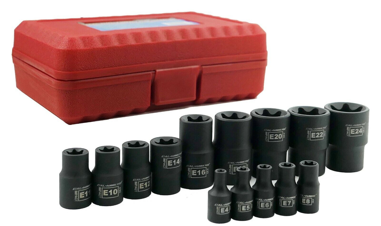 1/4, 3/8, 1/2 Inch Drive External Star Impact Socket Set (14-Piece) - skyhawktools